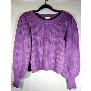 Fate Cable Knit Sweater, Puff Sleeve Wool Blend Womens Sz L, NEW